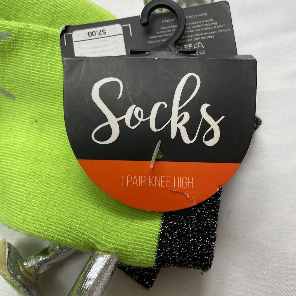 Halloween Frankenstein Dress Up Bioworld Crew Knee High Socks Womens 9-11 Adult - Picture 5 of 10